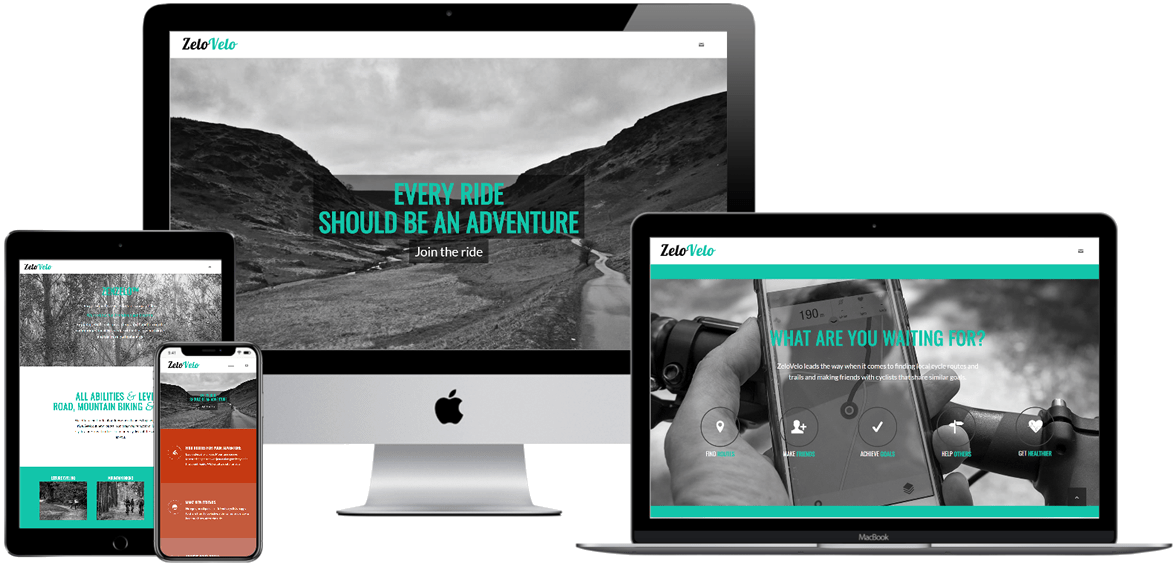 ZeloVelo website design mockups
